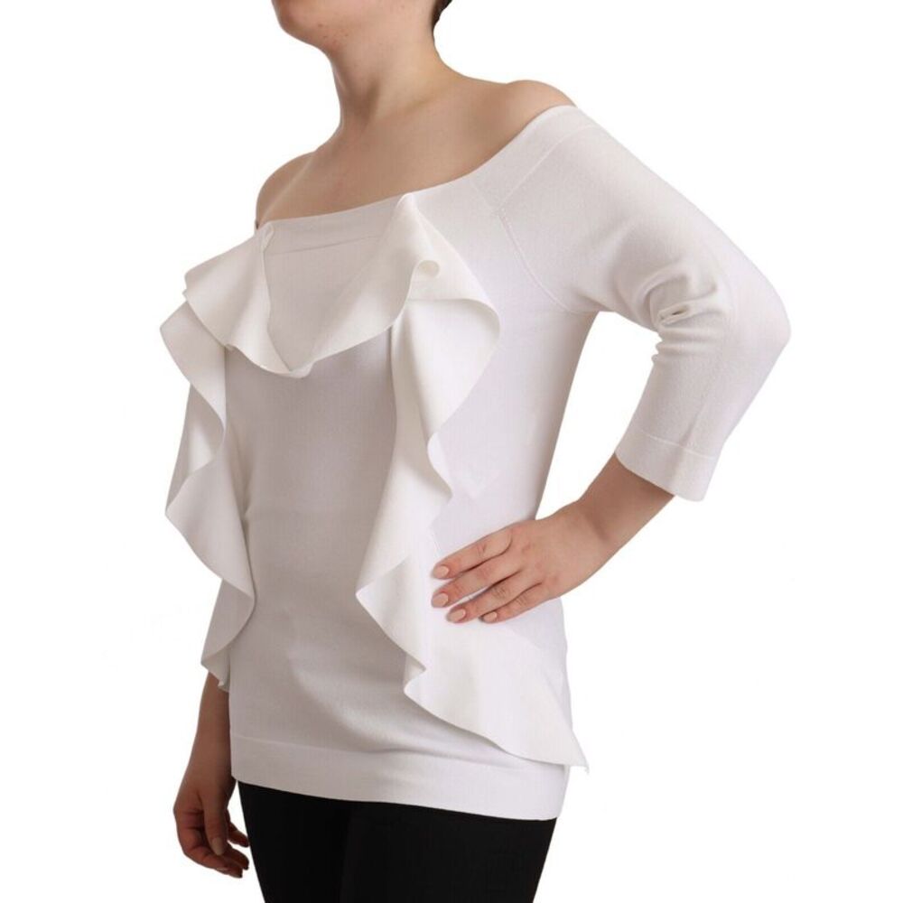 EXTERIOR White Long Sleeves Off Shoulder Women Top Women's Blouse